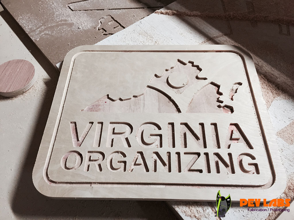 CNC Milling of Wooden Sign Logo