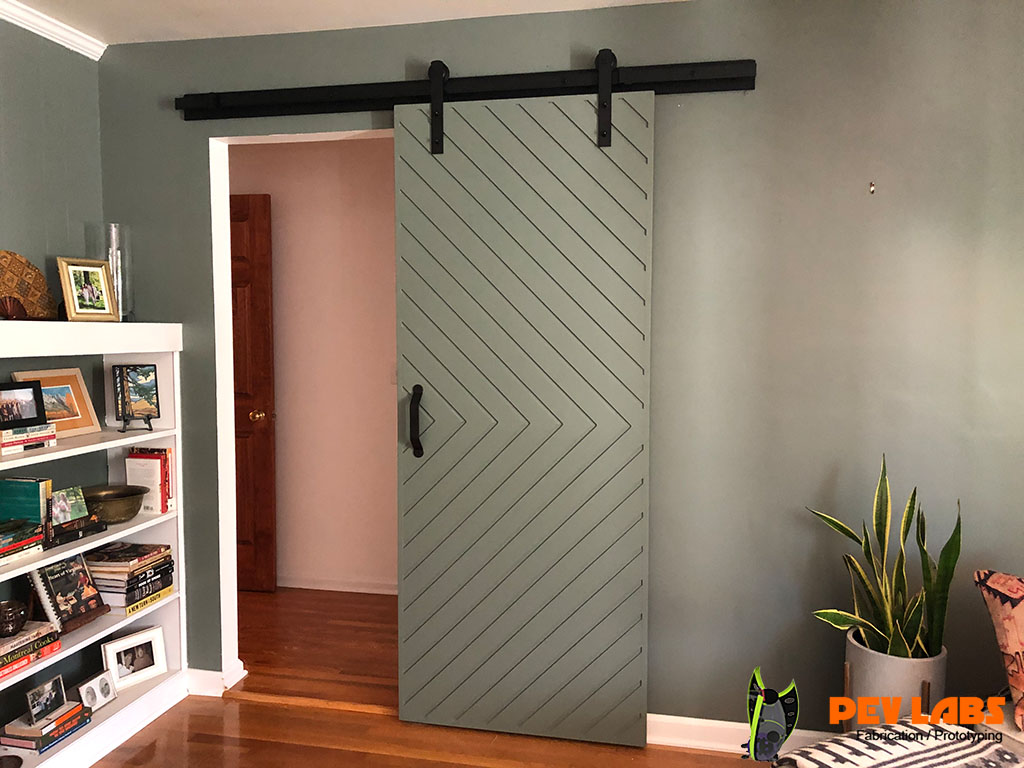 Chevron Door on Sliding Barn Track Chevron Door on Sliding Barn Track