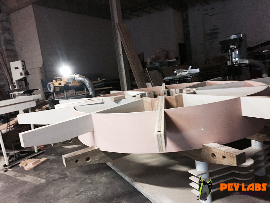 Fabrication of Curved Wooden Plywood Beam Framing Notches Fabrication of Curved Wooden Plywood Beam Framing Notches