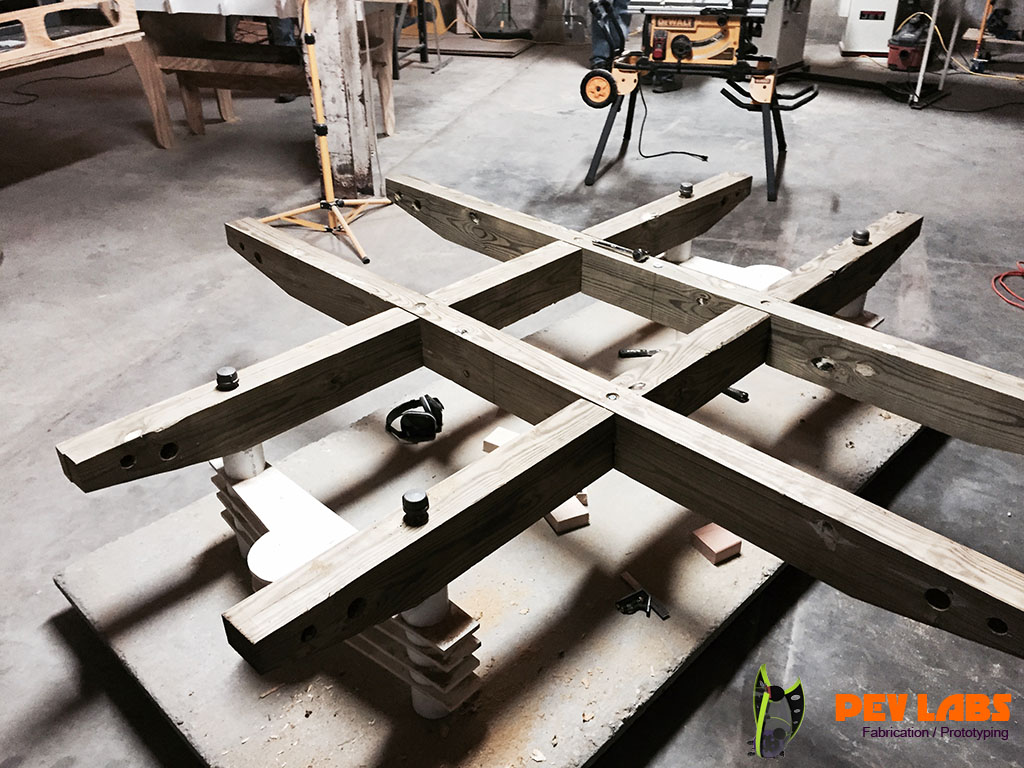 Fabrication of Table Base Made of Concrete, Steel and Timber Fabrication of