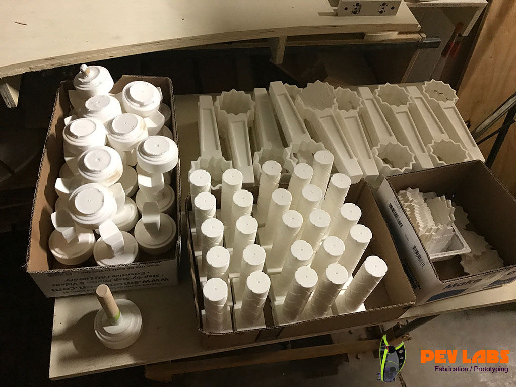 Epoxy Resin Cast Pieces Galore PVC as Form for Silicon Rubber Mold on a Microphone Prototype Project